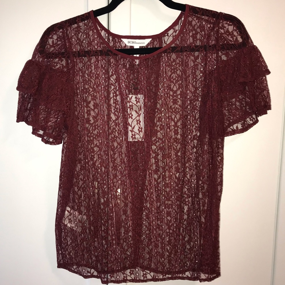 BCBGeneration flyaway-back lace top